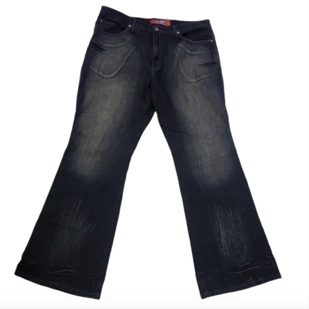 LAZER JEANS Hi-Rise Purple Contrast Stitch Flare Leg Vintage JEANS  Size: 20